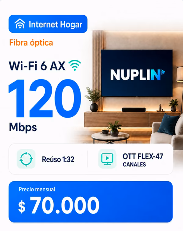 120 mbps fibra óptica en Guaduas Cundinamarca